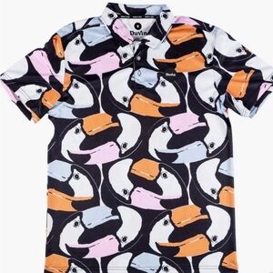 Duvin Design Co. Men's Large Toucan Golf Multicolored Polo Shirt
